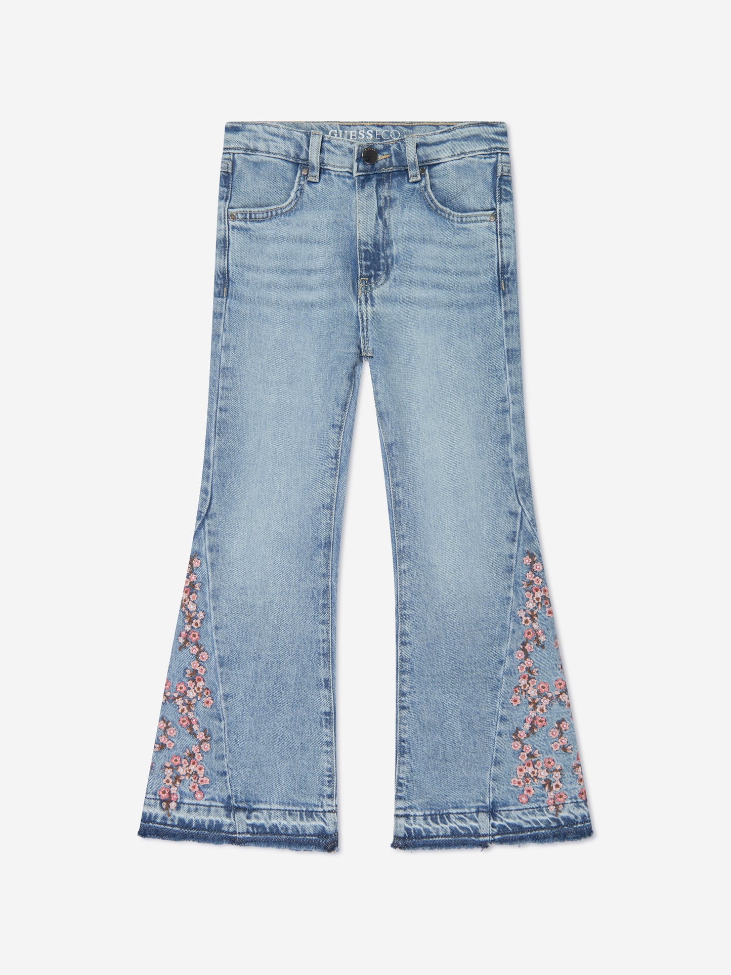 Guess 女童蓝色花卉喇叭牛仔裤