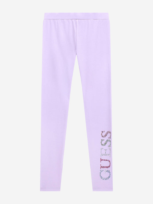 Guess 女童紫色徽标紧身裤
