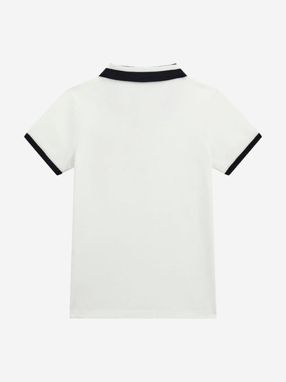 Boys Bear Polo Shirt in White