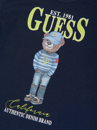 Boys Bear T-Shirt in Navy