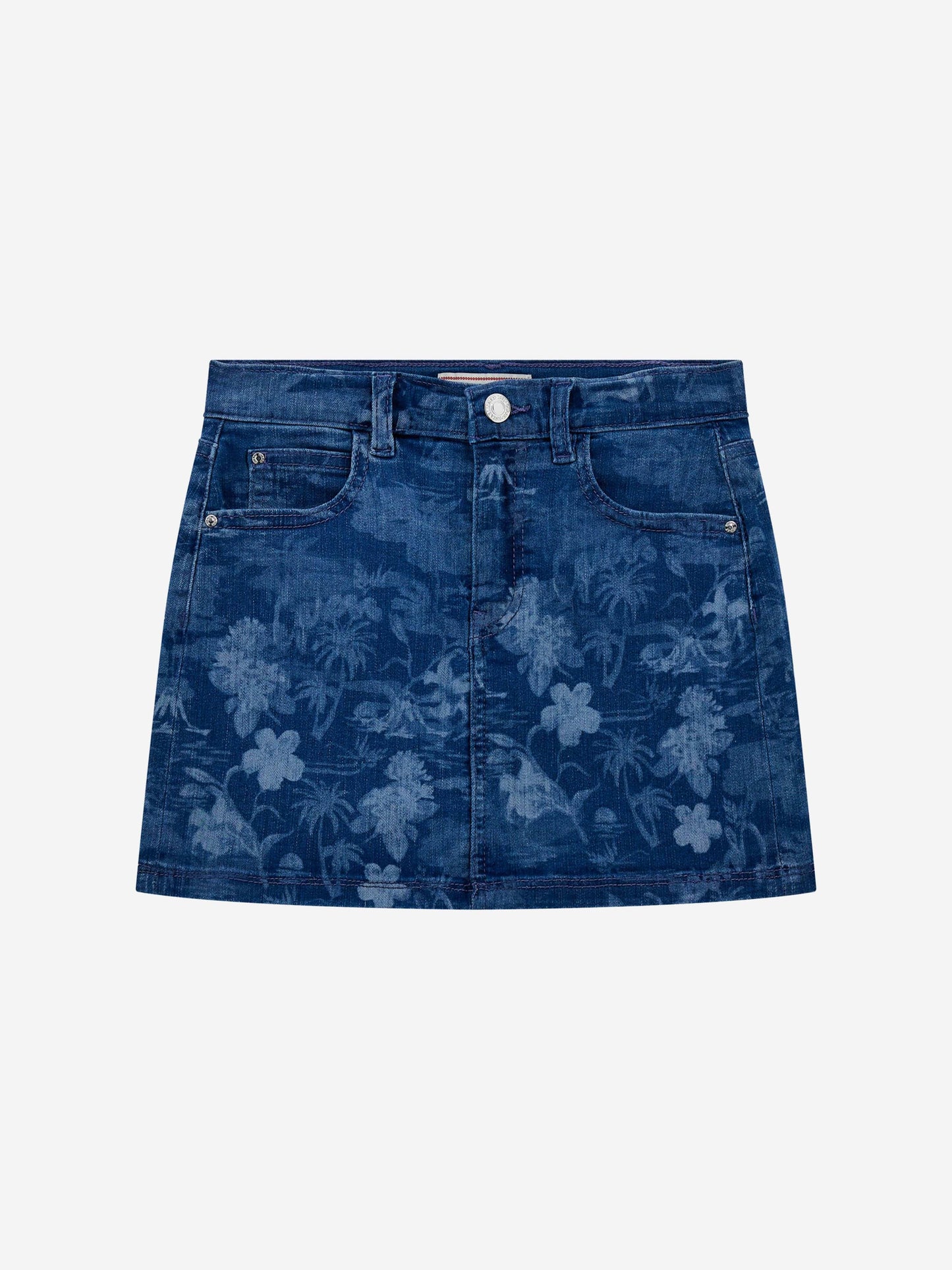 Girls Tropical Jungle Denim Skirt in Blue