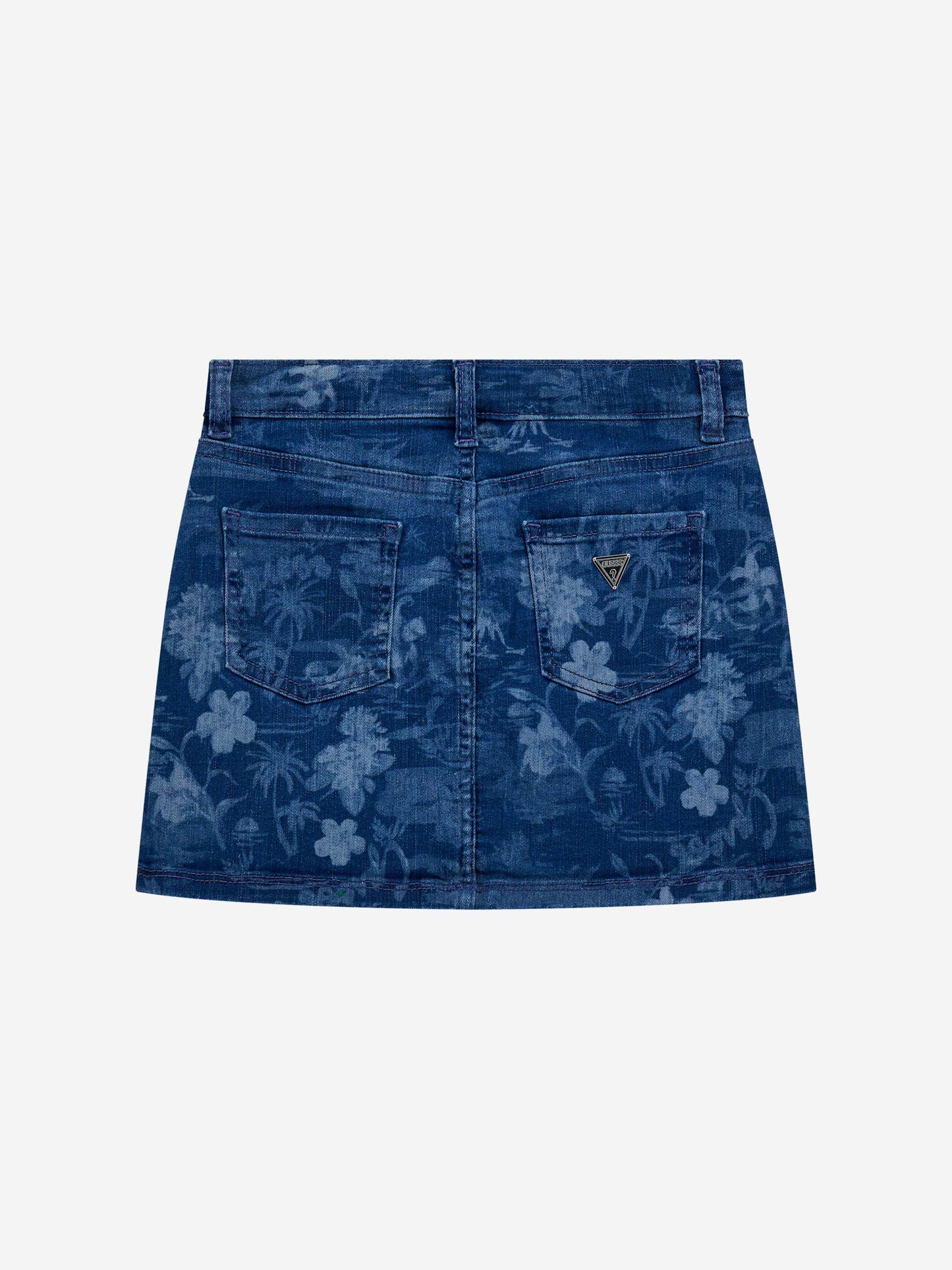 Girls Tropical Jungle Denim Skirt in Blue