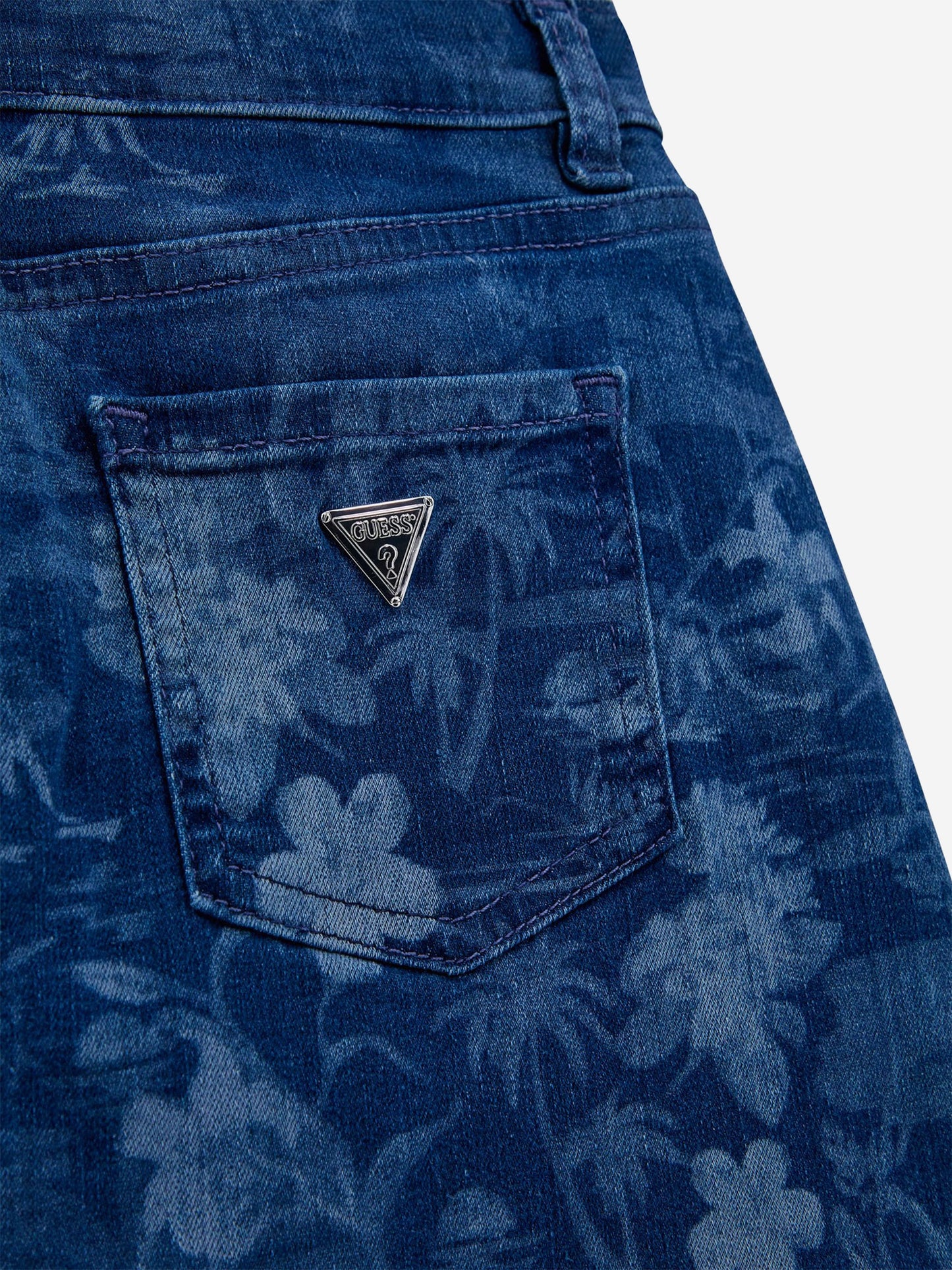 Girls Tropical Jungle Denim Skirt in Blue