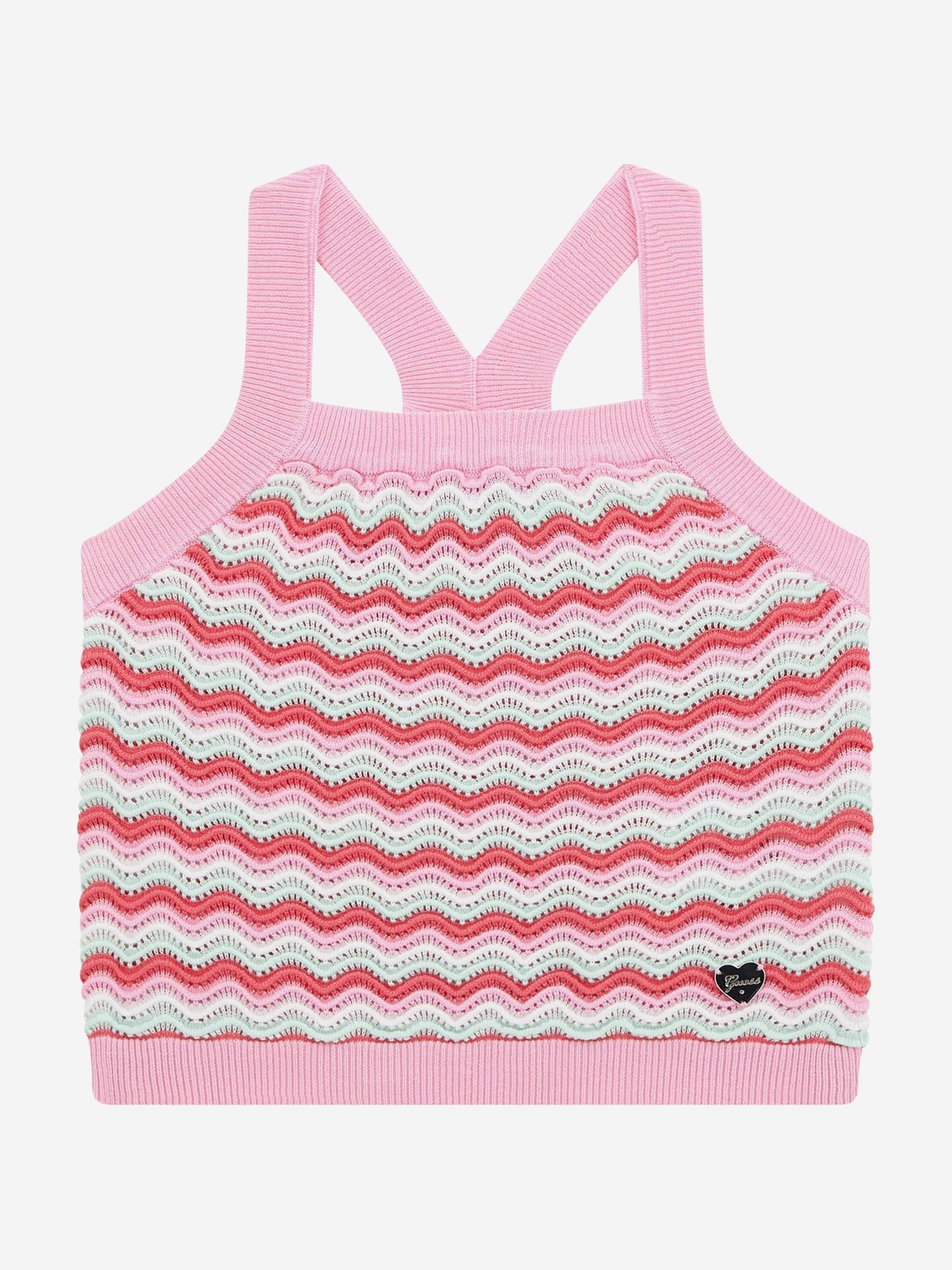 Girls Wavy Sweater Tank Top in Pink
