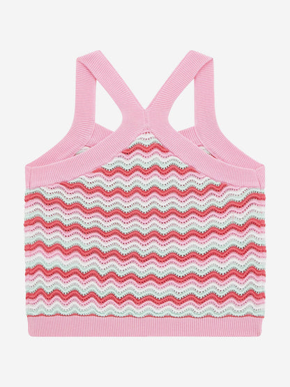 Girls Wavy Sweater Tank Top in Pink
