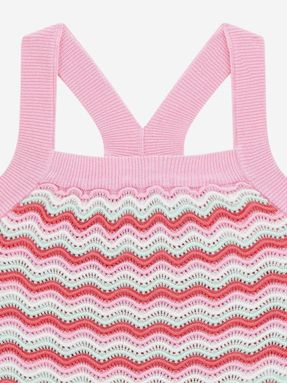 Girls Wavy Sweater Tank Top in Pink