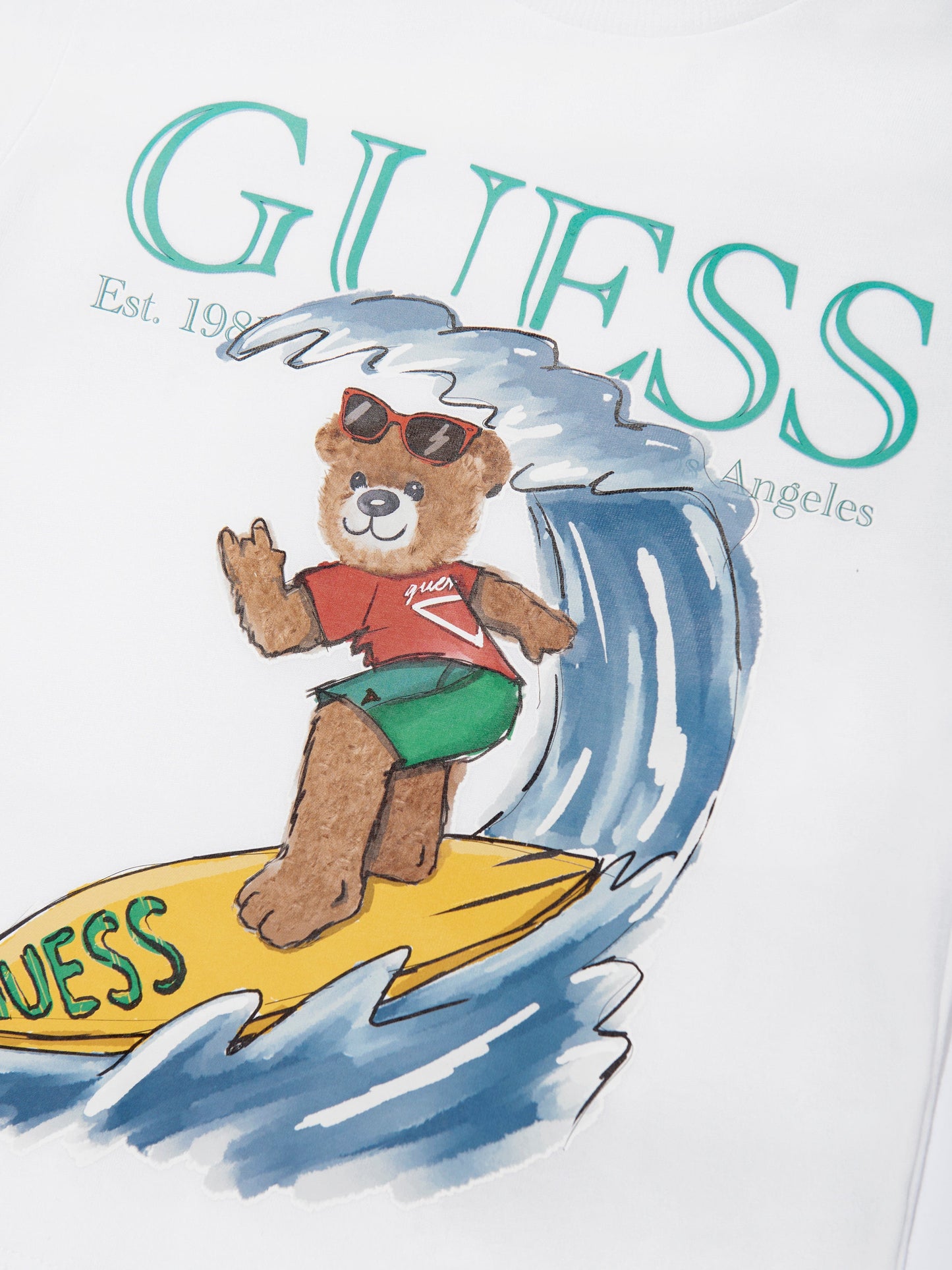 Boys Surfer Bear T-Shirt in White