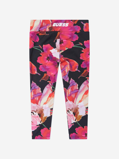 Guess 女童粉色花卉印花紧身裤