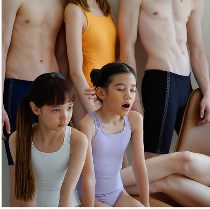 女童浅紫色专业泳衣