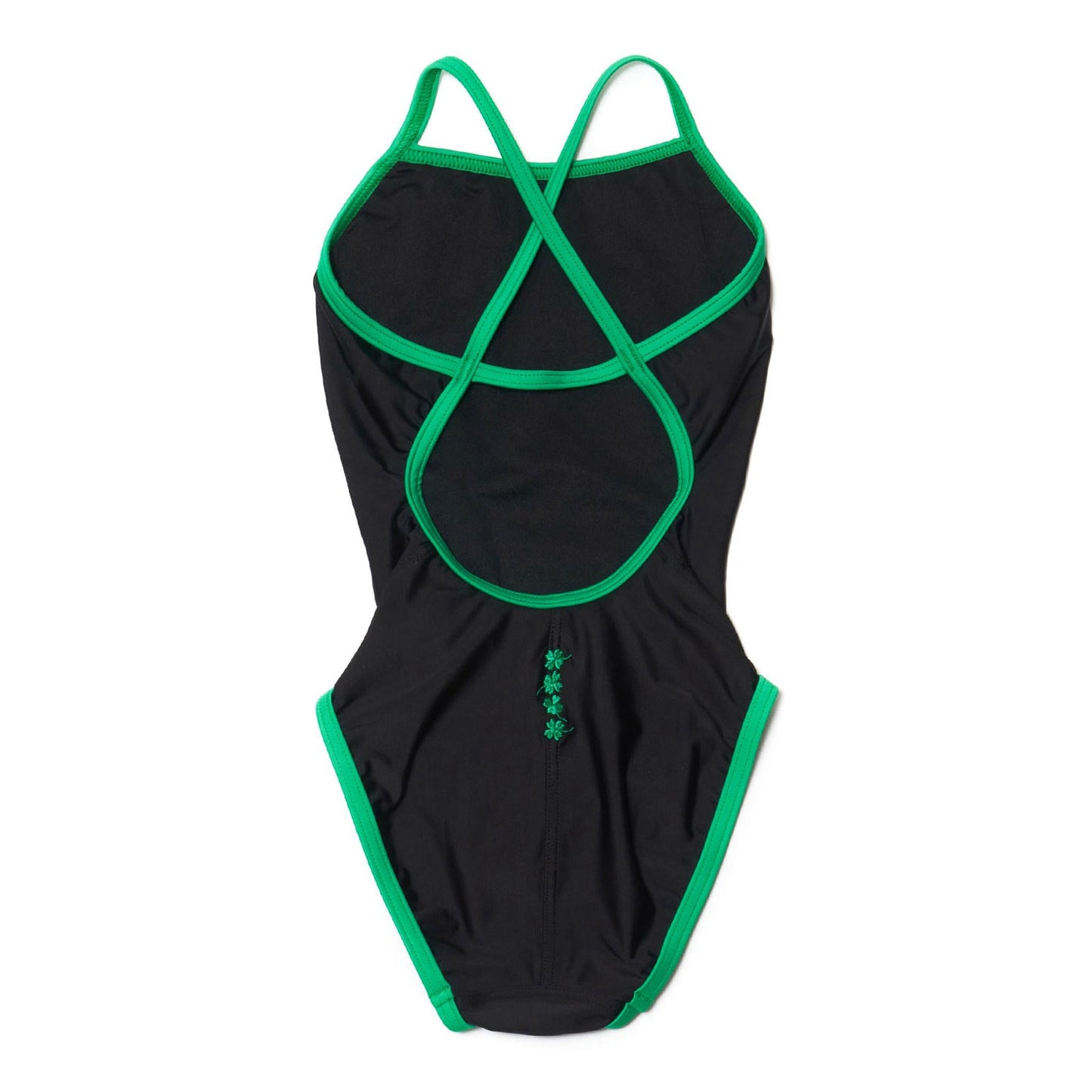 女童黑色刺绣专业泳衣