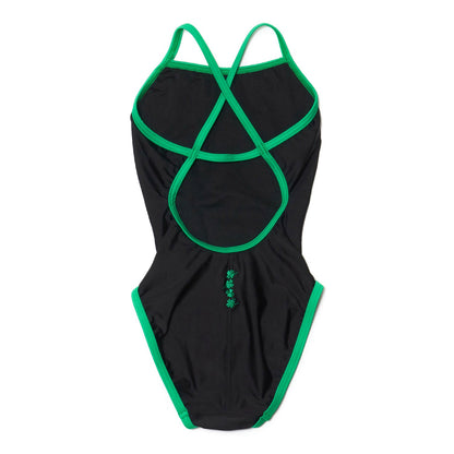 女童黑色刺绣专业泳衣