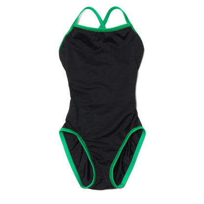 女童黑色刺绣专业泳衣