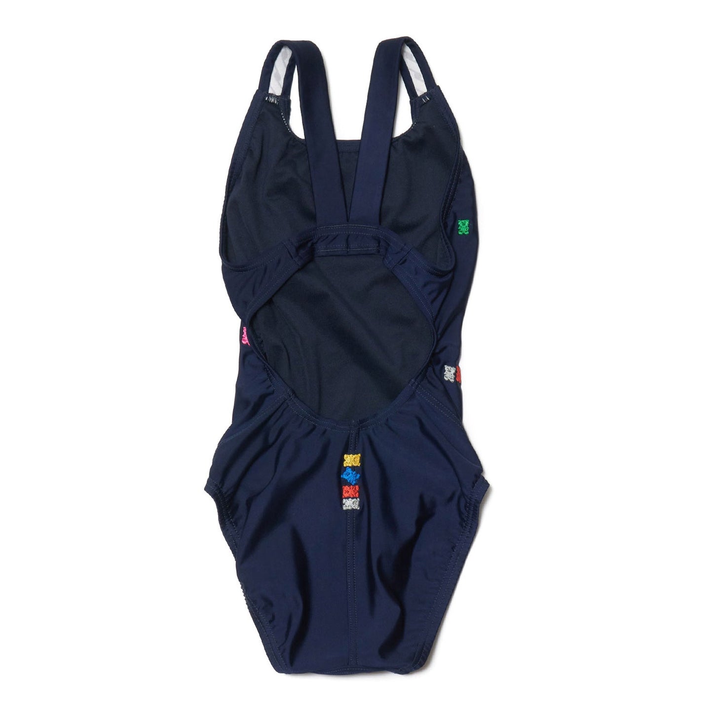 女童藏青色刺绣专业泳衣