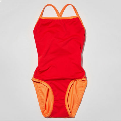 女童橙色专业泳衣