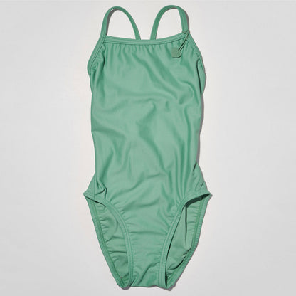 女童绿色专业泳衣