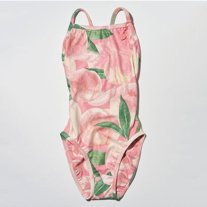 女童桃粉色专业泳衣