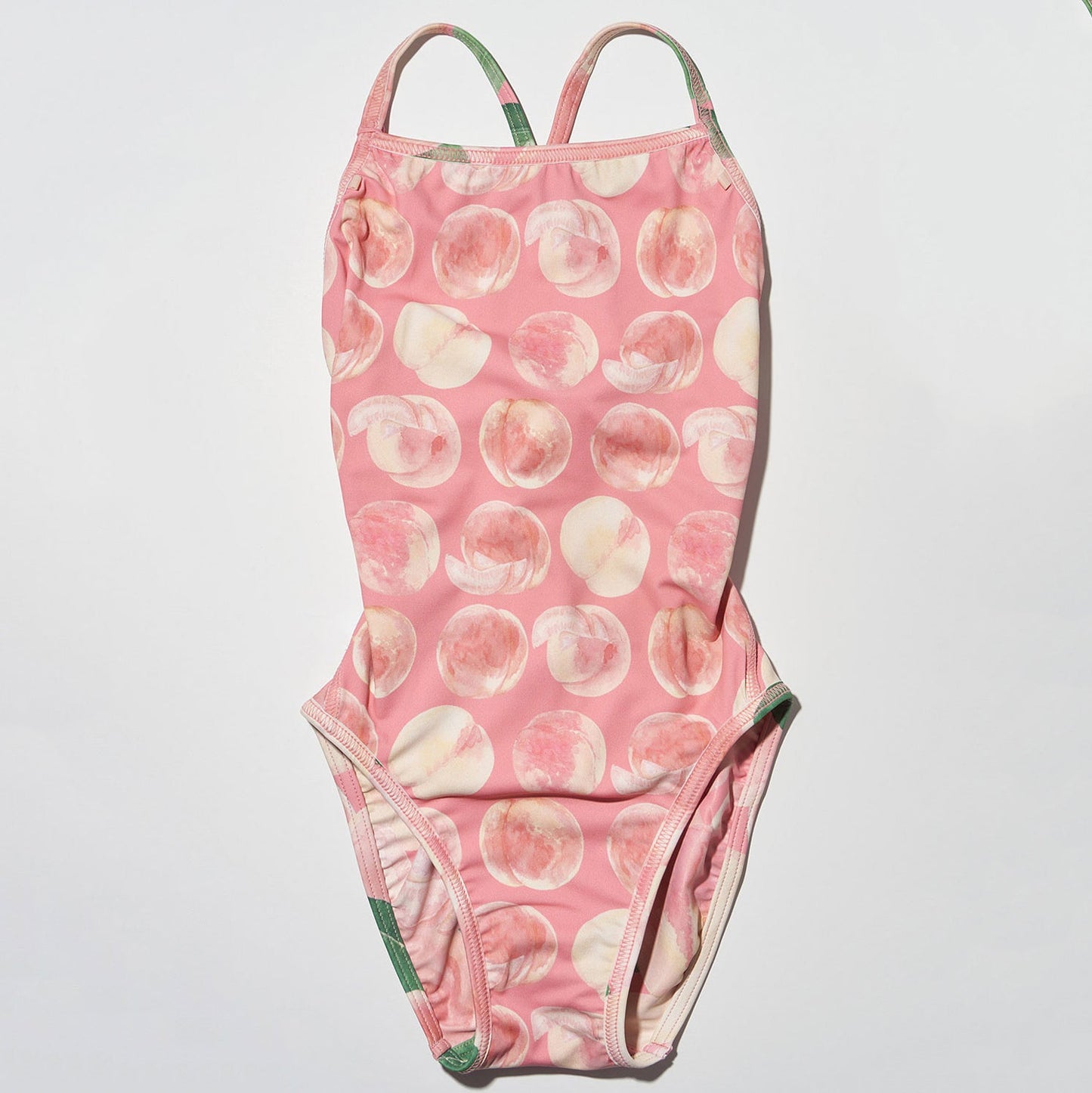 女童桃粉色专业泳衣