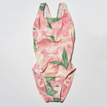 女童桃粉色专业泳衣