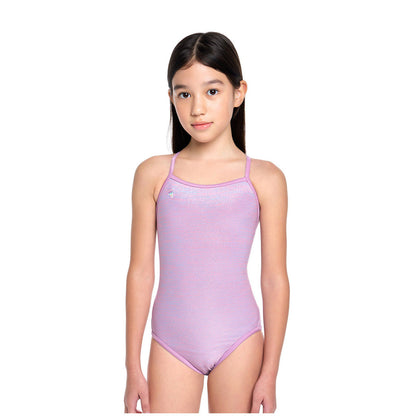 女童紫色双面专业泳衣