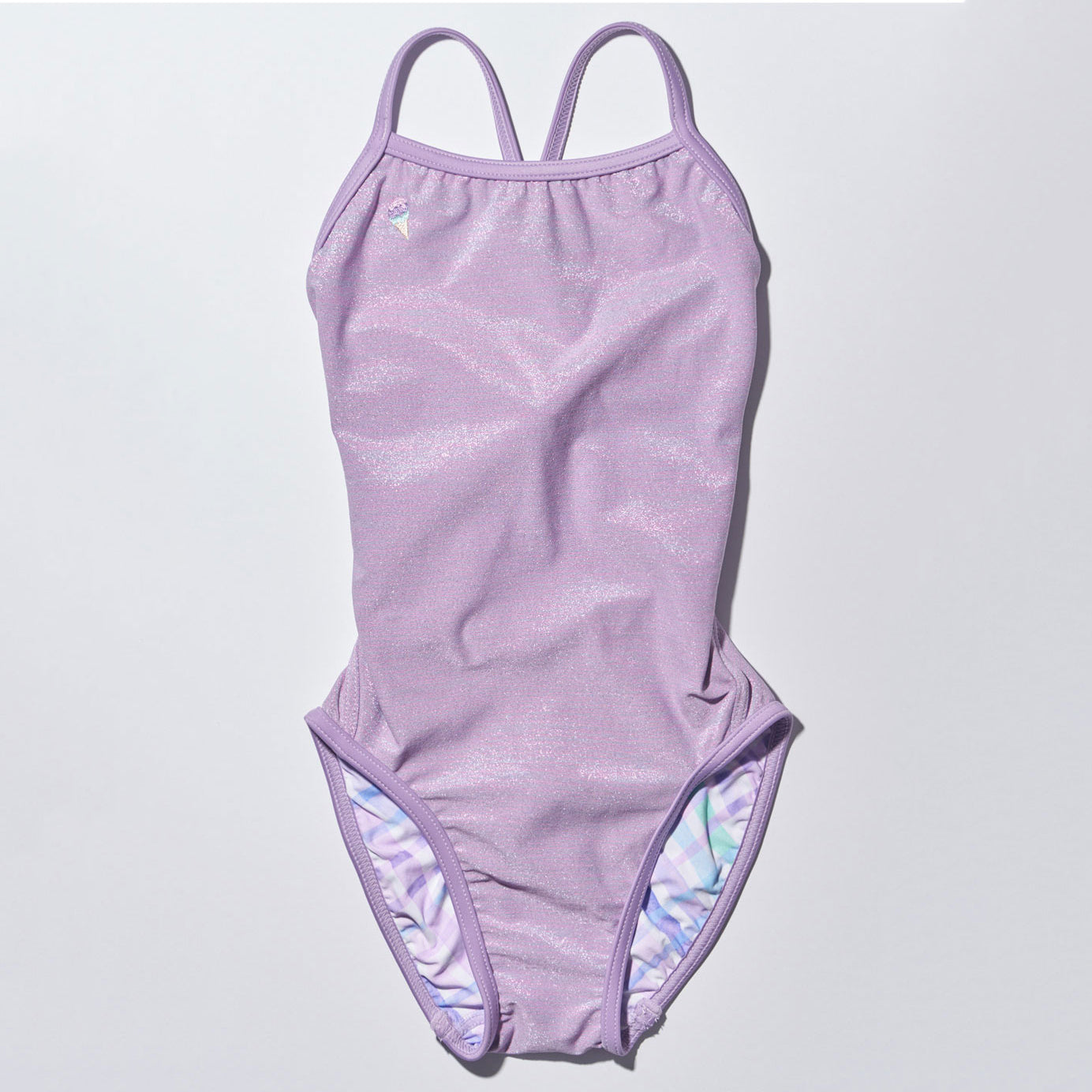 女童紫色双面专业泳衣