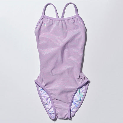女童紫色双面专业泳衣