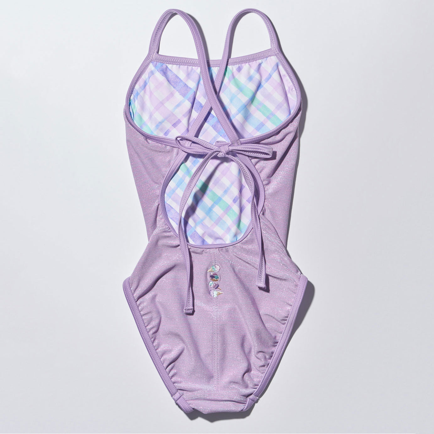 女童紫色双面专业泳衣
