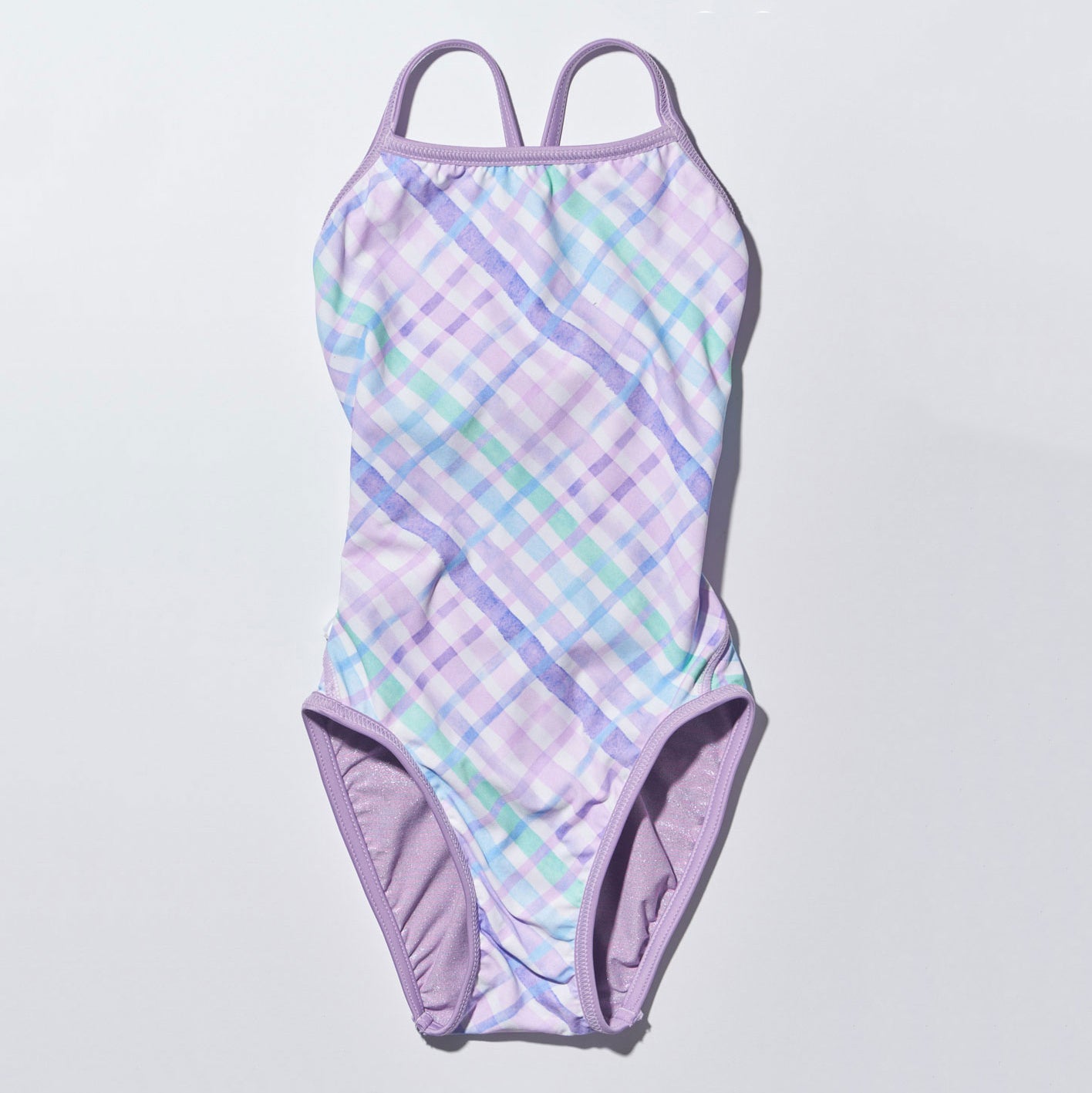 女童紫色双面专业泳衣