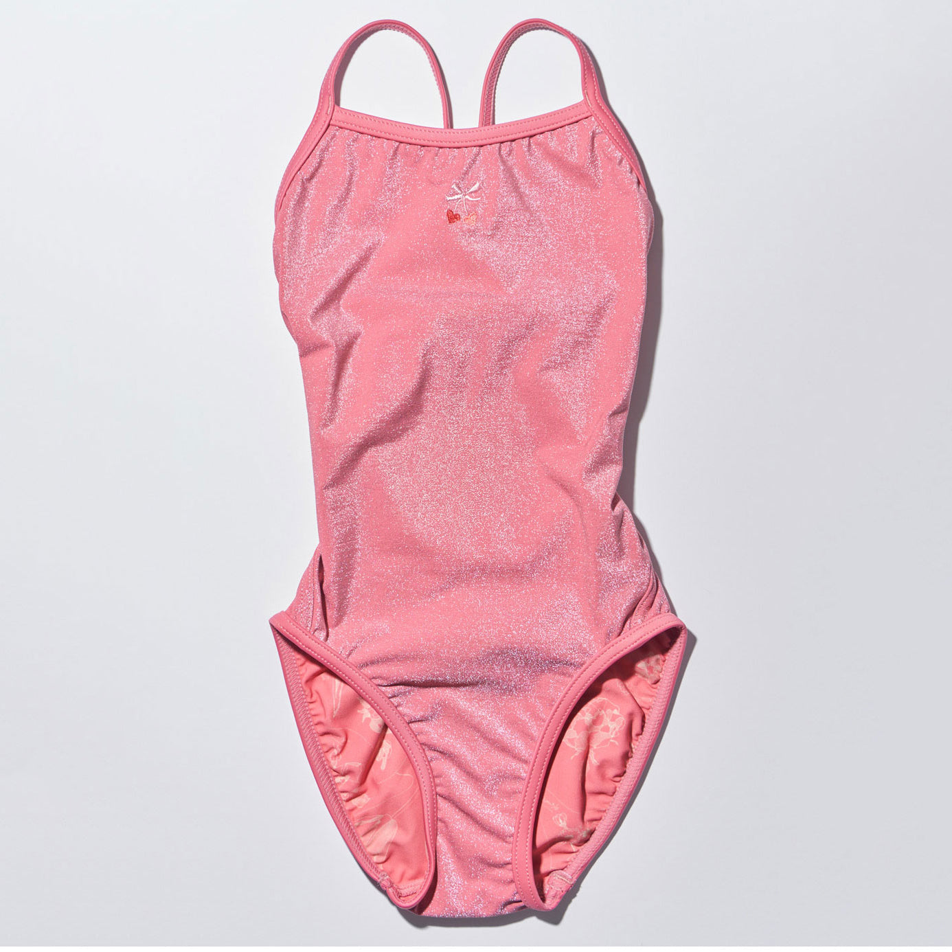 女童粉色双面专业泳衣