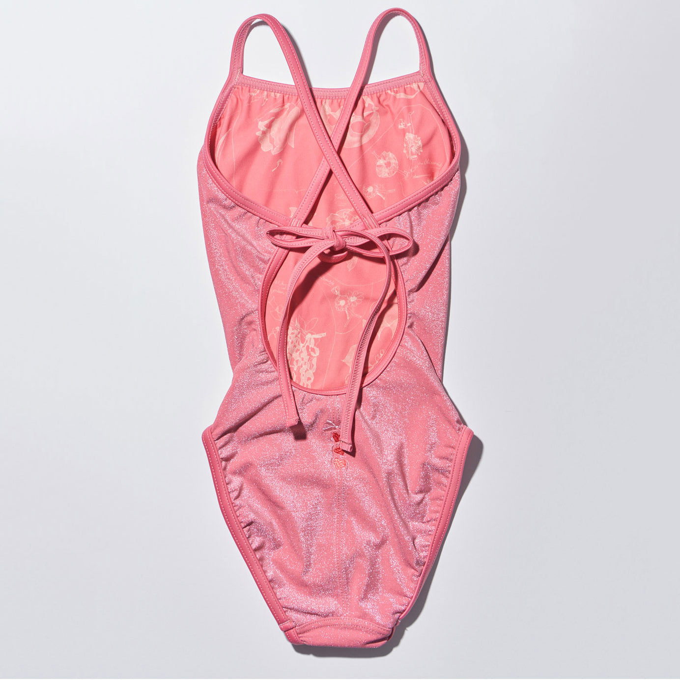 女童粉色双面专业泳衣