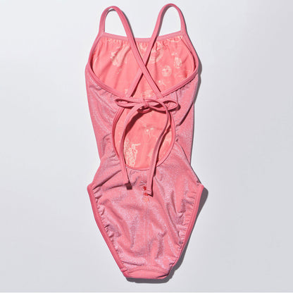 女童粉色双面专业泳衣