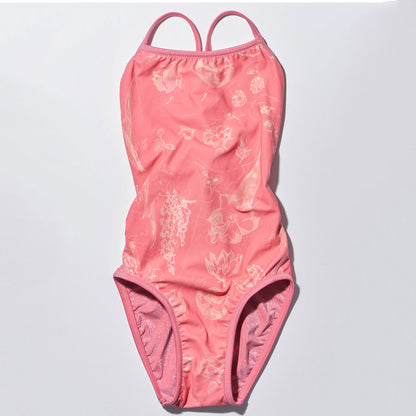 女童粉色双面专业泳衣