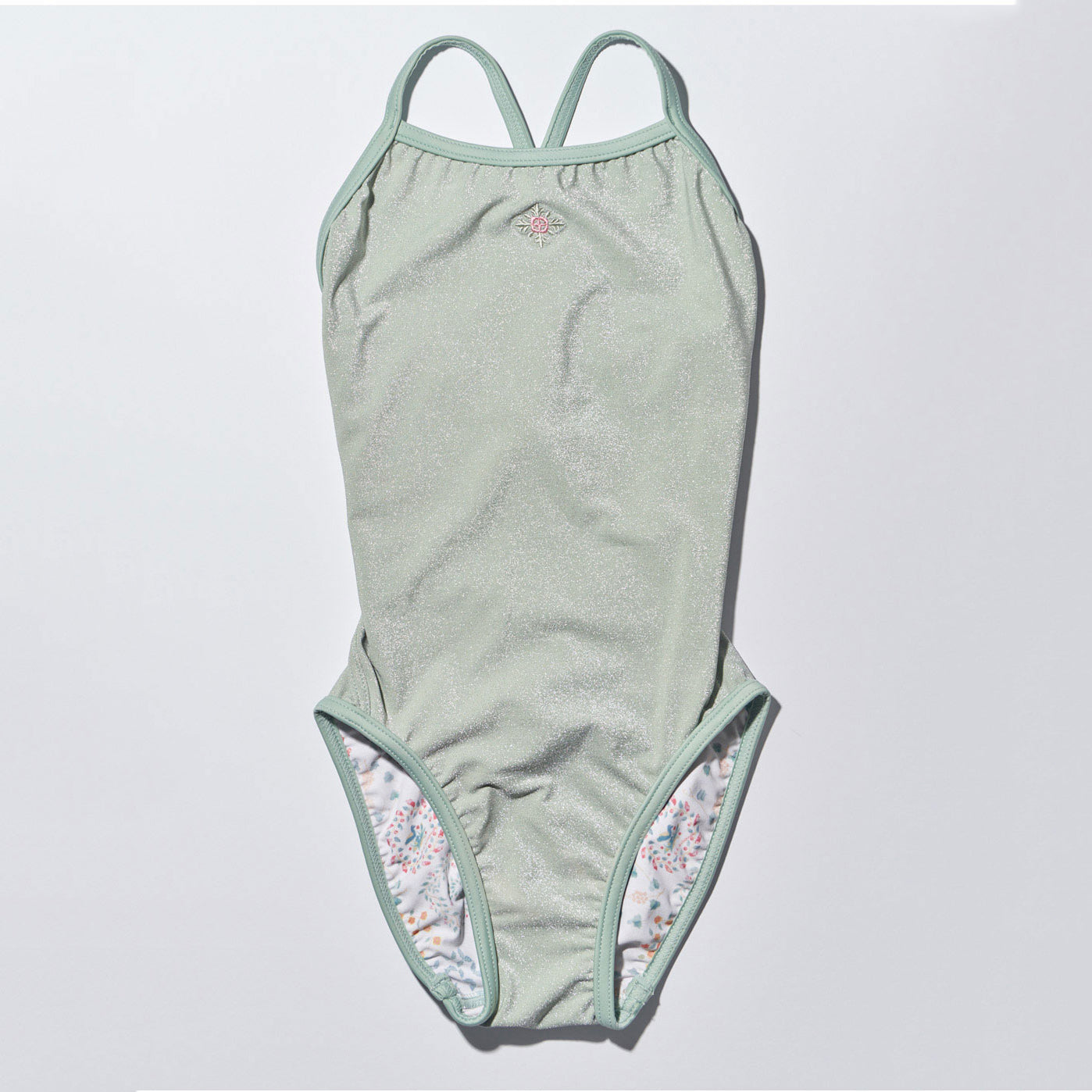 女童浅绿色双面专业泳衣