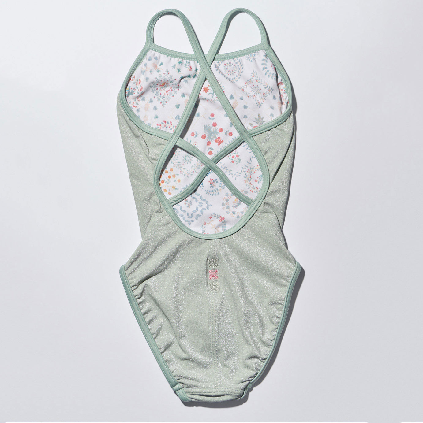 女童浅绿色双面专业泳衣