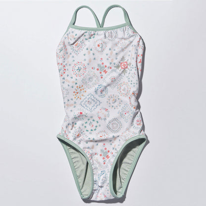 女童浅绿色双面专业泳衣