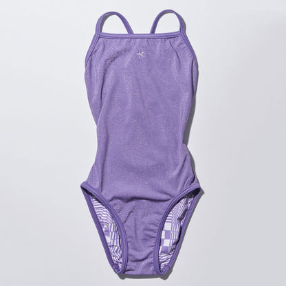女童紫色双面专业泳衣