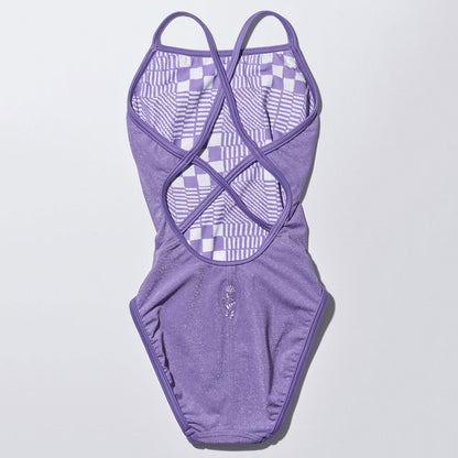 女童紫色双面专业泳衣