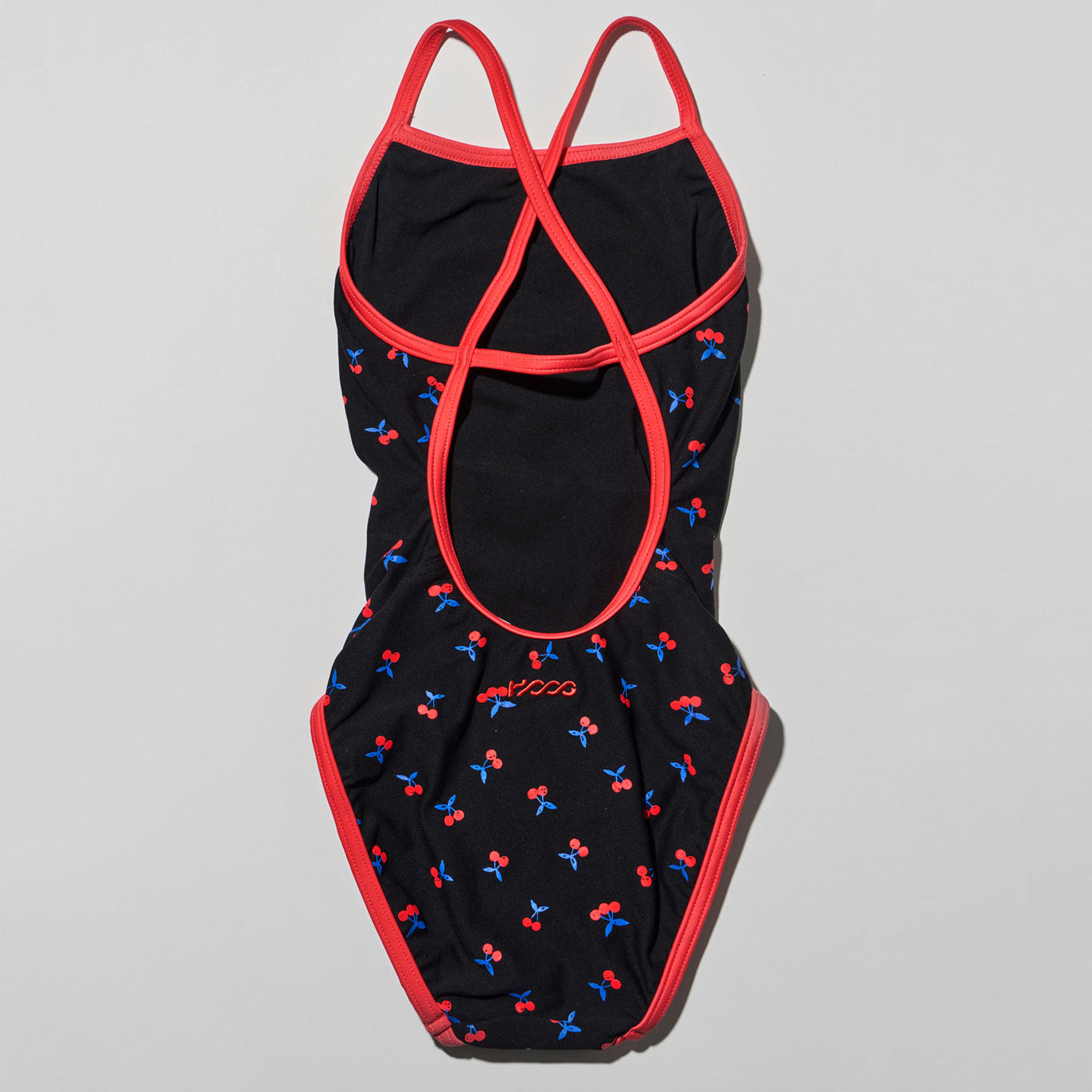 女童黑色印花专业泳衣