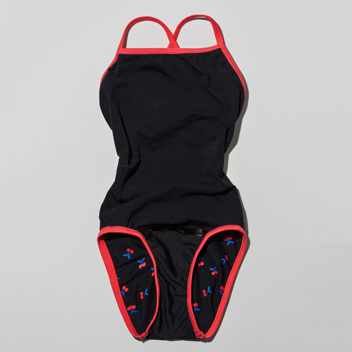 女童黑色印花专业泳衣