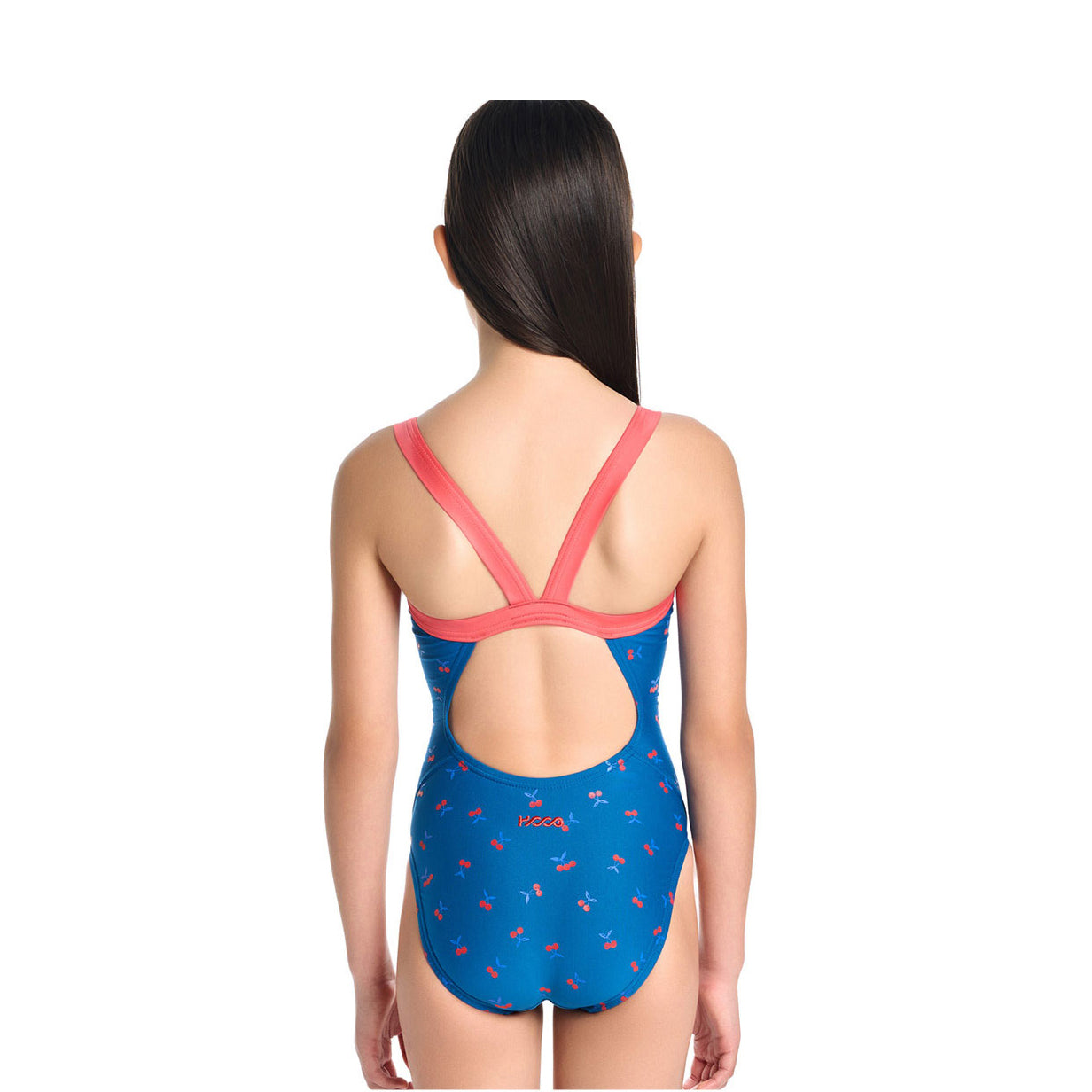 女童蓝色印花专业泳衣