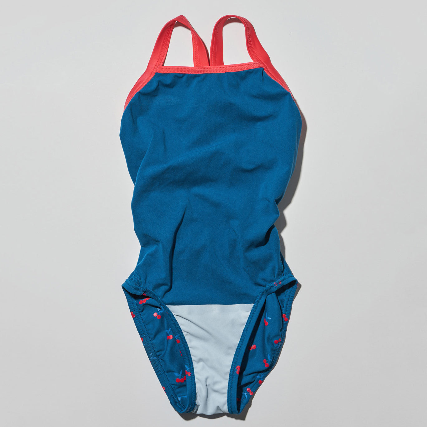 女童蓝色印花专业泳衣