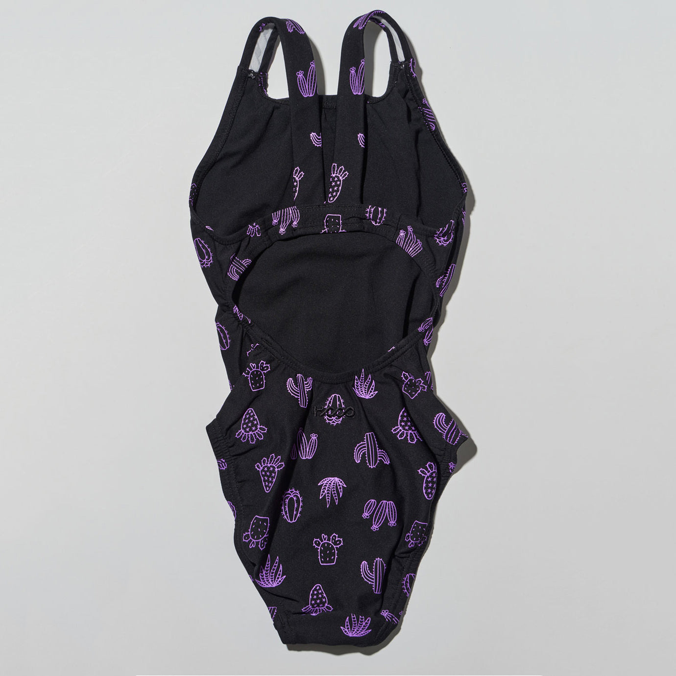 女童黑色印花专业泳衣