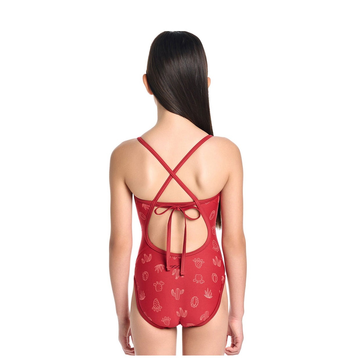 女童蓝色印花专业泳衣