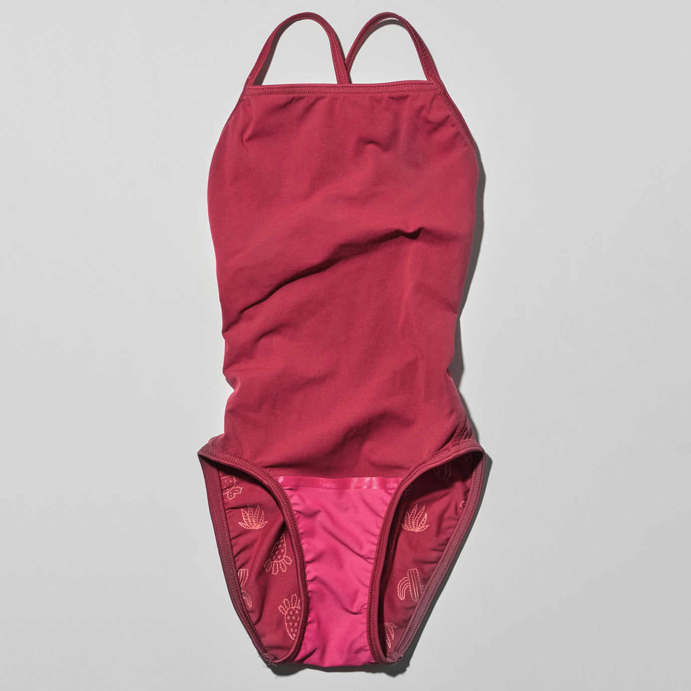 女童蓝色印花专业泳衣