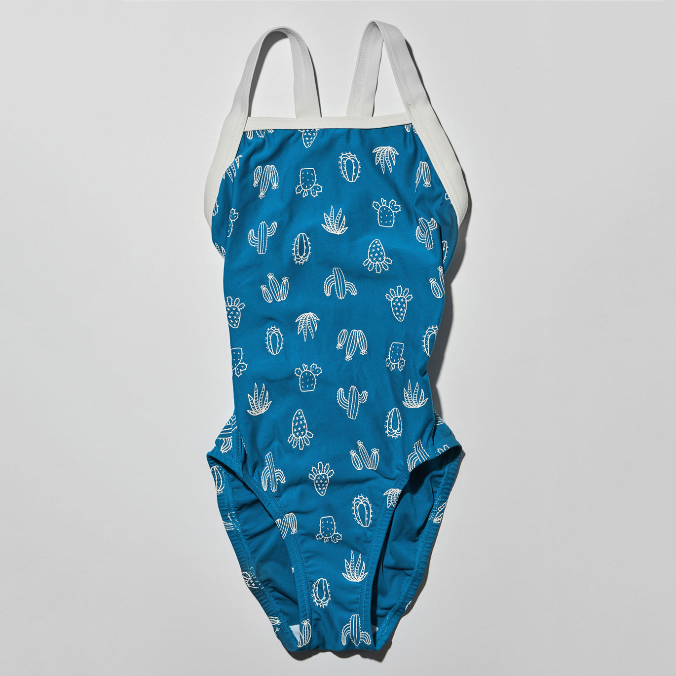 女童蓝色印花专业泳衣