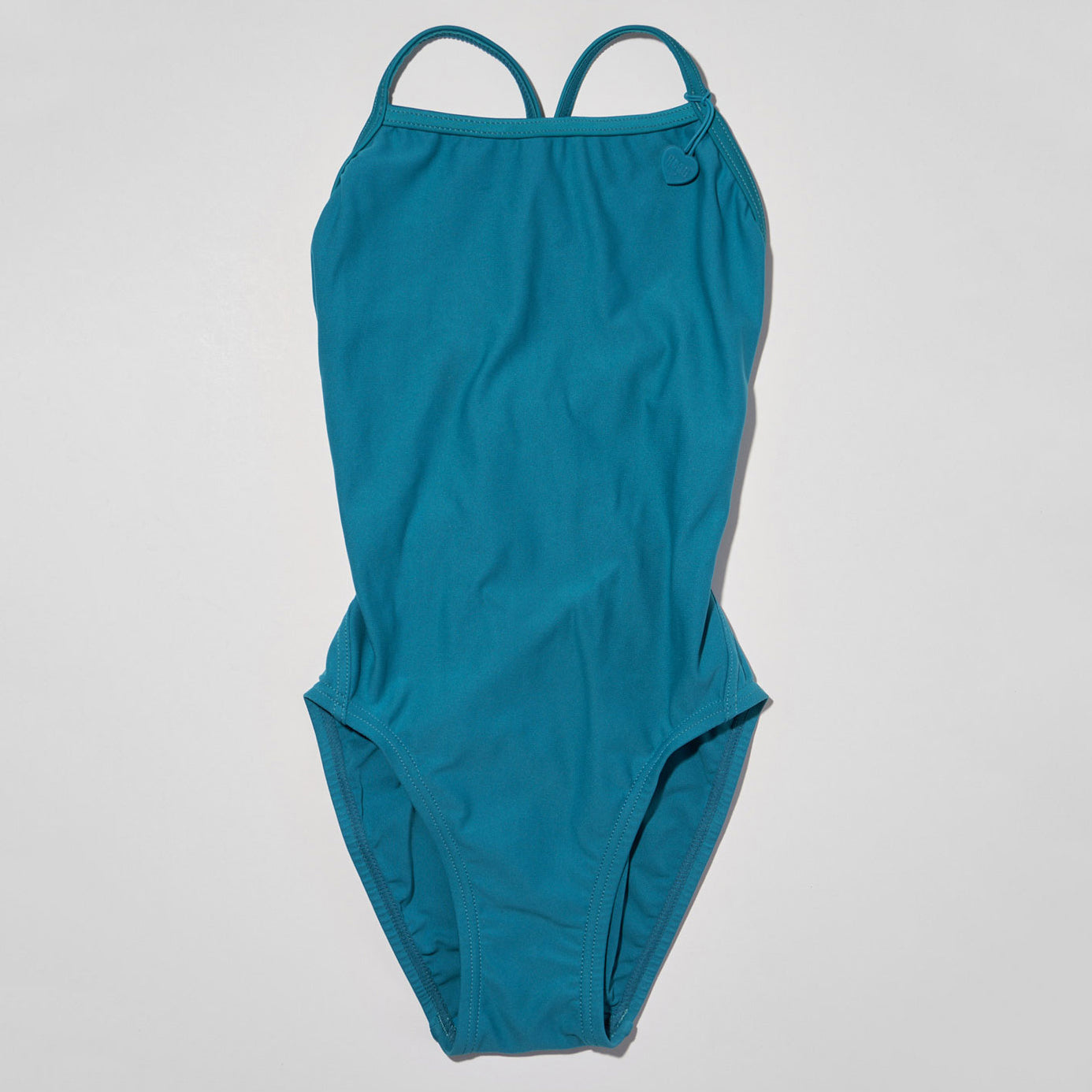 女童孔雀蓝色专业泳衣