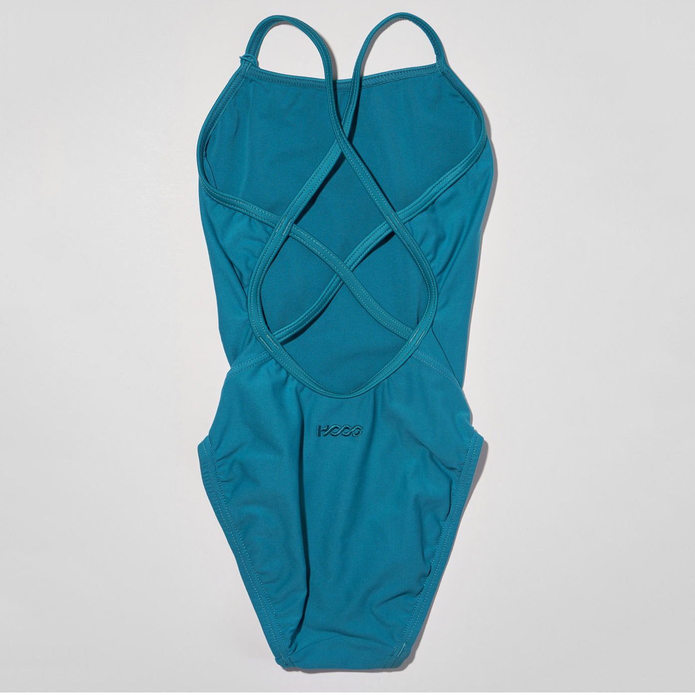 女童孔雀蓝色专业泳衣