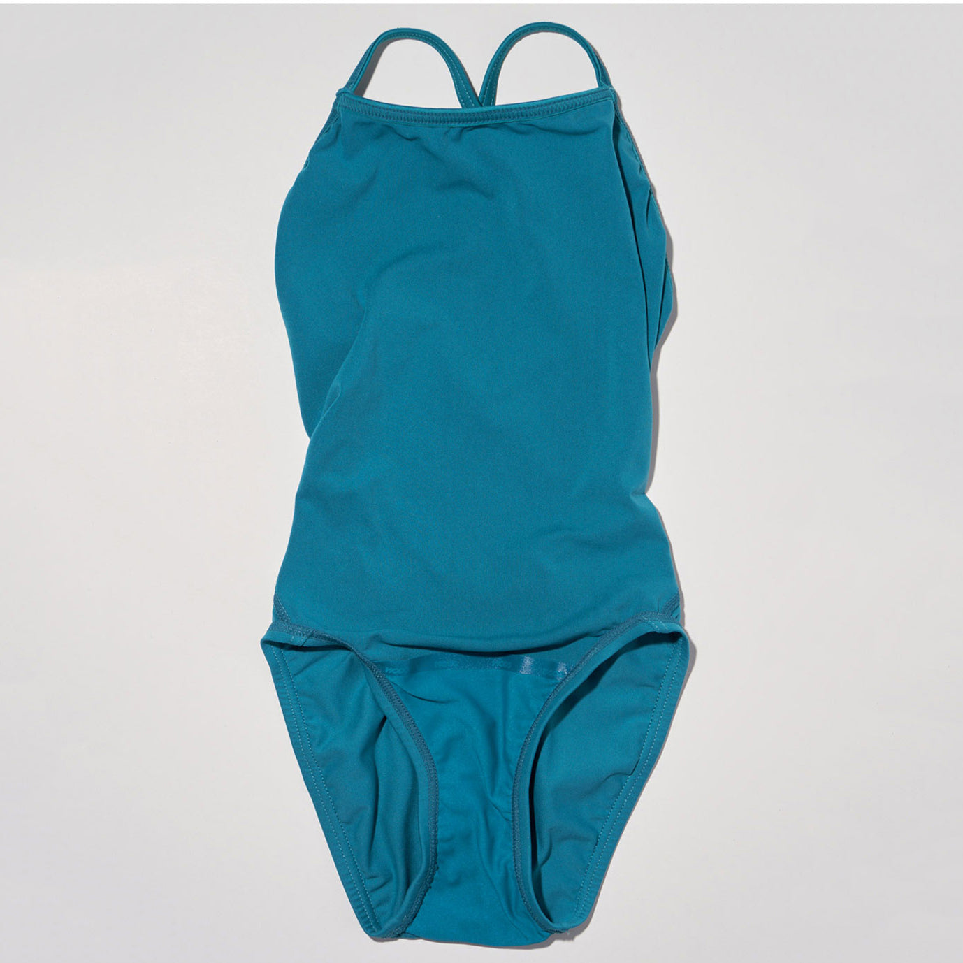 女童孔雀蓝色专业泳衣