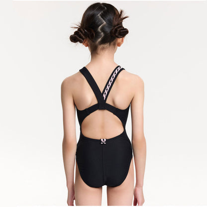 女童黑色专业泳衣