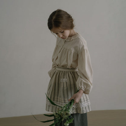 女童奶油白色棉衬衫