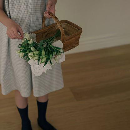 女童蓝色格子棉连衣裙